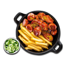 Riesen Currywurst mit Crunchy Fries