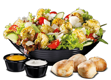 Black Tiger Salat mit Basilikumpesto